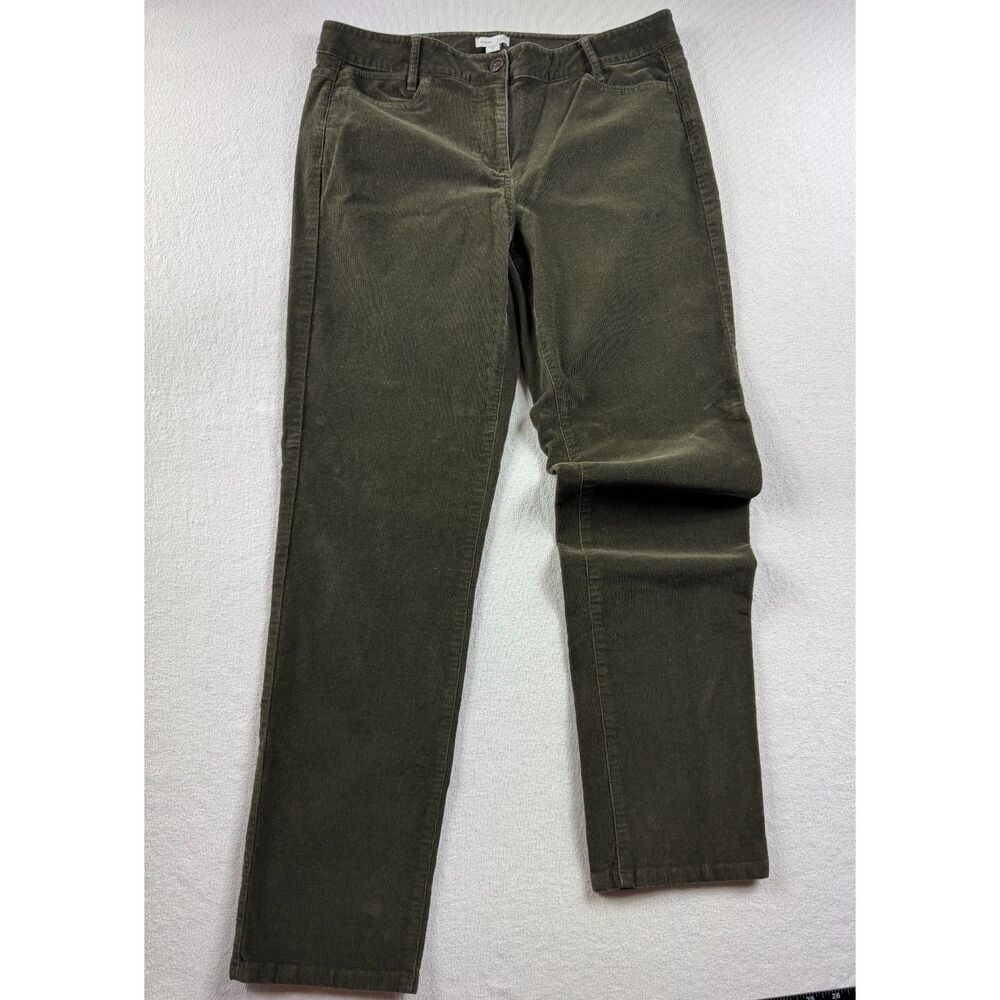 J. Jill Olive Green Corduroy Pants Women's Size 10 Straight Leg Soft Stretch